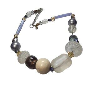 VTG Teresa Goodall Art-to-Wear Jewelry Chunky Beads Boho Statement Necklace 16"